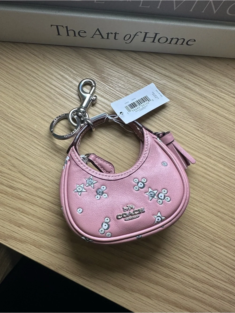 Coach Pink Star-Stud Mini Pouch Keychain
